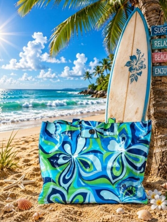 Roxy Handbags - Vintage Roxy Wild Floral 1960s Vibe Flower Power Vinyl Plastic Cover Travel Tote